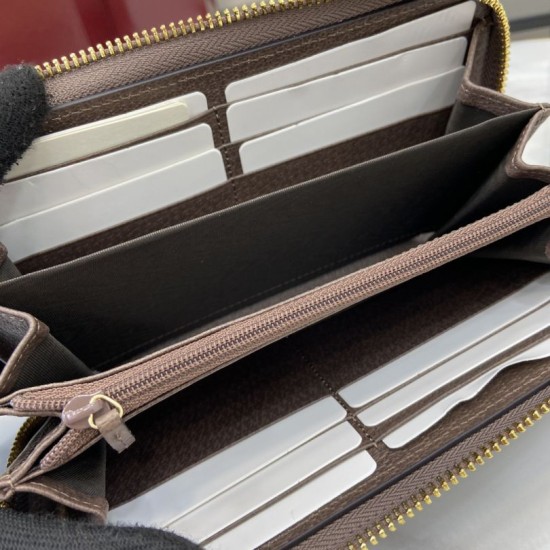 Mirror Quality Replica Gucci Ophidia Zip Around Wallet GG Supreme 772305 Brown Clone