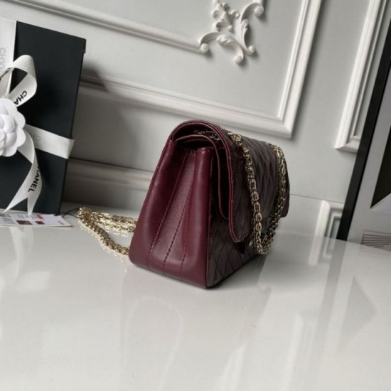 Luxury Replica Chanel Reissue 2.55 26S Wrinkled/Puffed Leather Double Flap Bag A37586 Burgundy Knockoff Mirror Quality Replica Chanel Reissue 2.55 26S Wrinkled/Puffed Leather Double Flap Bag A37586 Burgundy Clone