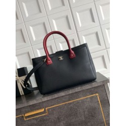 Mirror Quality Replica Chanel Executive Cerf Large Tote Bag Black/Burgundy Clone