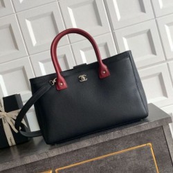 Mirror Quality Replica Chanel Executive Cerf Large Tote Bag Black/Burgundy Clone