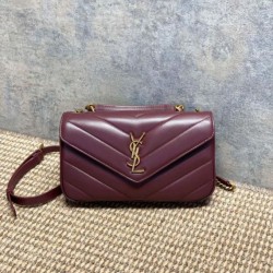 Mirror Quality Replica YSL Saint Laurent Loulou Small Quilted Bag Burgundy Clone