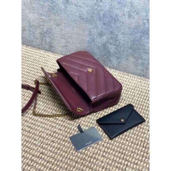 Mirror Quality Replica YSL Saint Laurent Loulou Small Quilted Bag Burgundy Clone