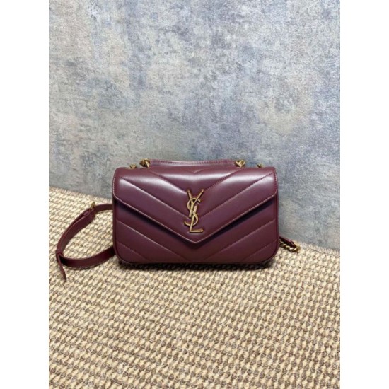 Mirror Quality Replica YSL Saint Laurent Loulou Small Quilted Bag Burgundy Clone