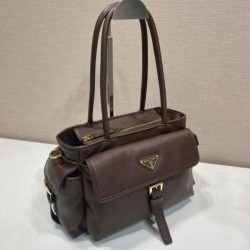 Mirror Quality Replica Prada Explore Nappa Medium Tote Bag 1BG596 Burgundy Clone