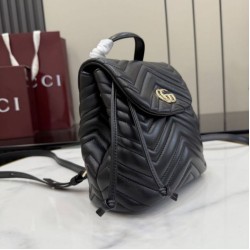 Luxury Replica Gucci Mini GG Marmont Chevron Quilted Backpack Black Knockoff Mirror Quality Replica Gucci Mini GG Marmont Chevron Quilted Backpack Black Clone