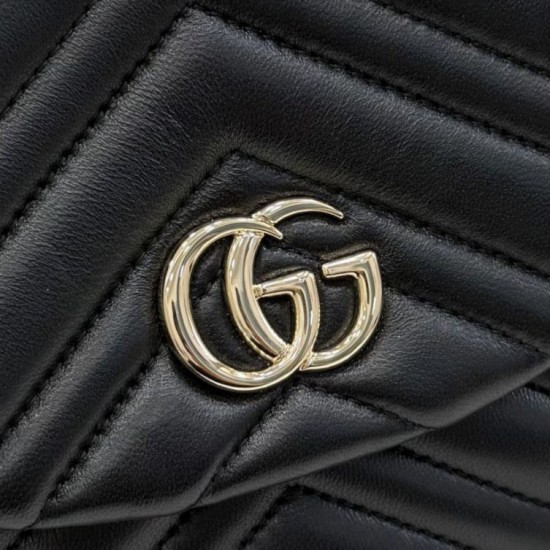 Mirror Quality Replica Gucci Mini GG Marmont Chevron Quilted Backpack Black Clone