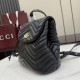 Mirror Quality Replica Gucci Mini GG Marmont Chevron Quilted Backpack Black Clone