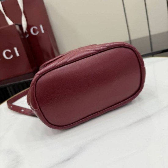 Mirror Quality Replica Gucci Mini GG Marmont Chevron Quilted Backpack Burgundy Clone