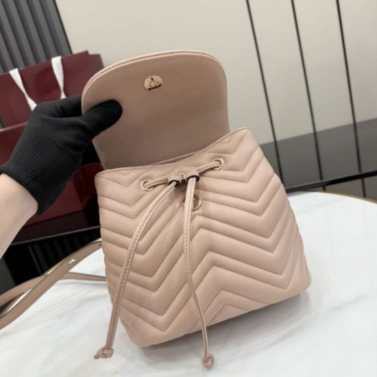 Mirror Quality Replica Gucci Mini GG Marmont Chevron Quilted Backpack Pink Clone