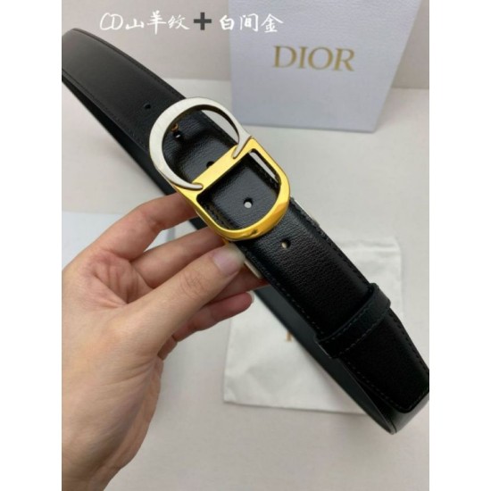 Mirror Quality Replica Dior 30 Montaigne Reversible Belt with CD Buckle and Logo 35MM Black Clone