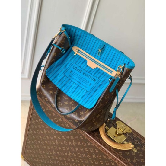 Luxury Replica LV Monogram Inside Out Neverfull MM M13753 Blue Shoulder Bag Knockoff Mirror Quality Replica LV Monogram Inside Out Neverfull MM M13753 Blue Shoulder Bag Clone