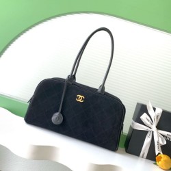Mirror Quality Replica Chanel 26S Maxi Bowling Bag AS6211 Dark Blue Calfskin Suede Clone