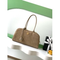Mirror Quality Replica Chanel 26S Maxi Bowling Bag AS6211 Dark Beige Calfskin Suede Clone