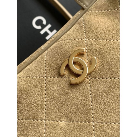 Luxury Replica Chanel 26S Maxi Bowling Bag AS6211 Dark Beige Calfskin Suede Knockoff Mirror Quality Replica Chanel 26S Maxi Bowling Bag AS6211 Dark Beige Calfskin Suede Clone