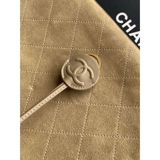 Luxury Replica Chanel 26S Maxi Bowling Bag AS6211 Dark Beige Calfskin Suede Knockoff Mirror Quality Replica Chanel 26S Maxi Bowling Bag AS6211 Dark Beige Calfskin Suede Clone