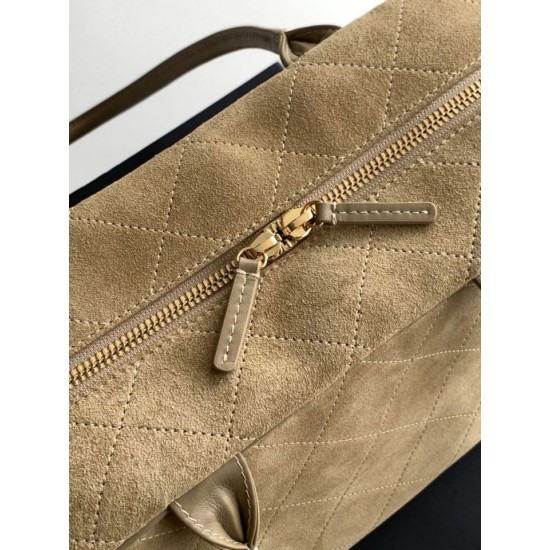Luxury Replica Chanel 26S Maxi Bowling Bag AS6211 Dark Beige Calfskin Suede Knockoff Mirror Quality Replica Chanel 26S Maxi Bowling Bag AS6211 Dark Beige Calfskin Suede Clone