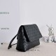 Mirror Quality Replica Bottega Veneta Giorno Intrecciato Shoulder Bag in Black Clone