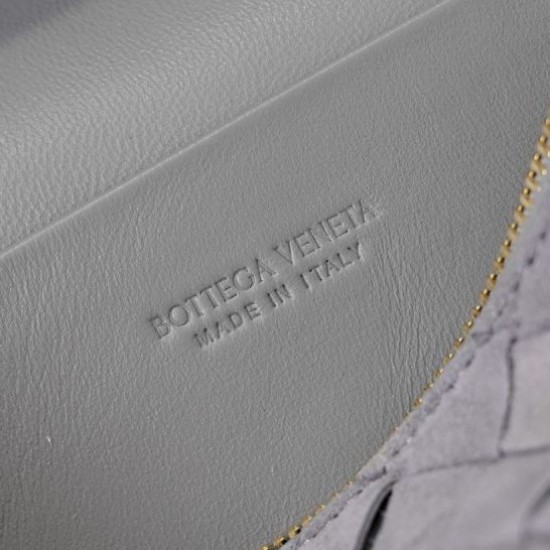 Mirror Quality Replica Bottega Veneta Makeup Case in Gray Suede Clone