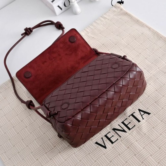 Mirror Quality Replica Bottega Veneta Notturno Intrecciato Shoulder Bag Burgundy Clone