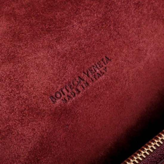 Mirror Quality Replica Bottega Veneta Notturno Intrecciato Shoulder Bag Burgundy Clone
