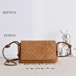 Mirror Quality Replica Bottega Veneta Notturno Intrecciato Shoulder Bag Brown Suede Clone