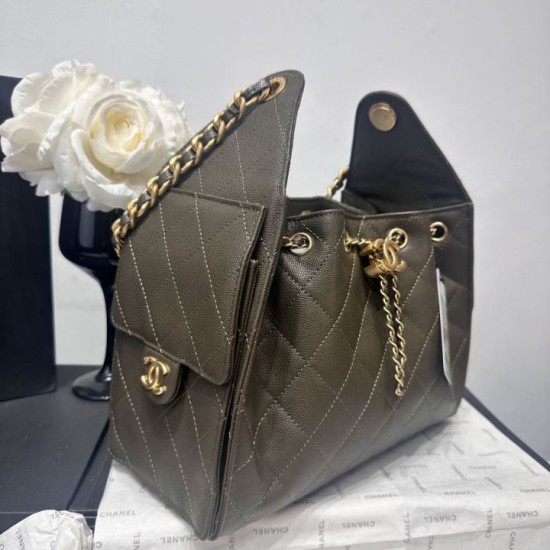Mirror Quality Replica Chanel AS5293 Drawstring Shoulder Bag Green Clone