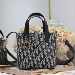Mirror Quality Replica Dior Bag Toujours Small Oblique Denim Jacquard Bag in Blue Clone