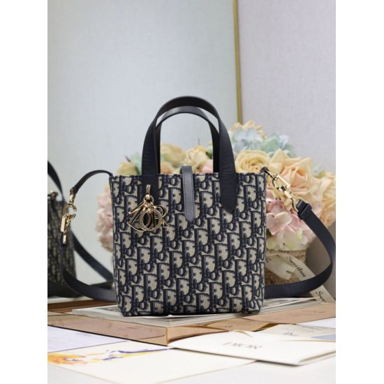 Mirror Quality Replica Dior Bag Toujours Small Oblique Denim Jacquard Bag in Blue Clone