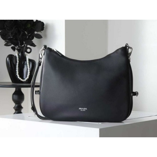 Mirror Quality Replica Prada Fold Large Crossbody Bag 1BC288 in Black/Brown Clone