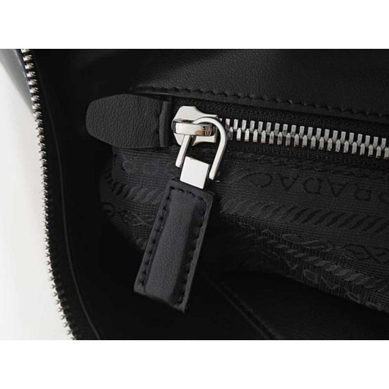 Mirror Quality Replica Prada Fold Large Crossbody Bag 1BC288 in Black/Brown Clone