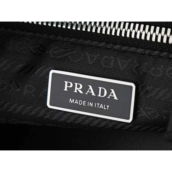 Mirror Quality Replica Prada Fold Large Crossbody Bag 1BC288 in Black/Brown Clone