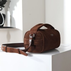 Mirror Quality Replica Prada Boston Crossbody Bag 2VH188 in Brown Suede Clone