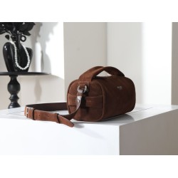 Mirror Quality Replica Prada Boston Crossbody Bag 2VH188 in Brown Suede Clone