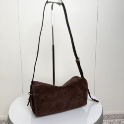 Mirror Quality Replica Balenciaga Le 7 Crossbody Bag in Brown Suede Clone