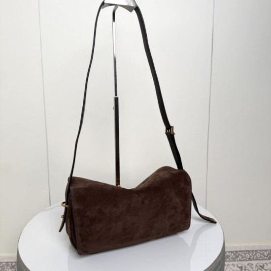 Mirror Quality Replica Balenciaga Le 7 Crossbody Bag in Brown Suede Clone