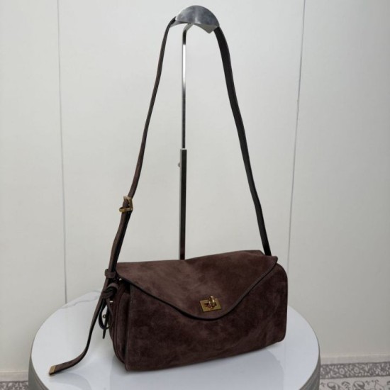 Mirror Quality Replica Balenciaga Le 7 Crossbody Bag in Brown Suede Clone