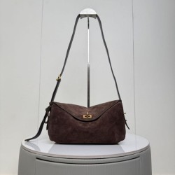 Mirror Quality Replica Balenciaga Le 7 Crossbody Bag in Brown Suede Clone