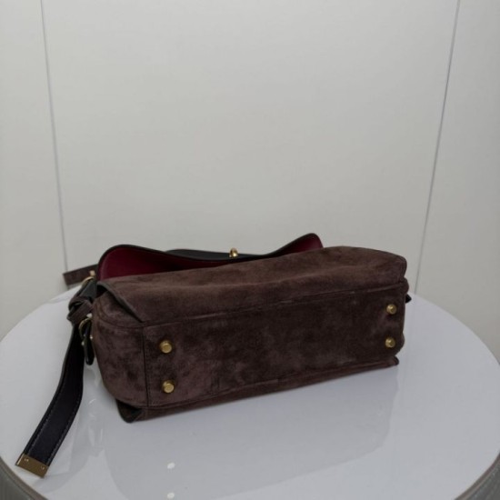 Mirror Quality Replica Balenciaga Le 7 Crossbody Bag in Brown Suede Clone