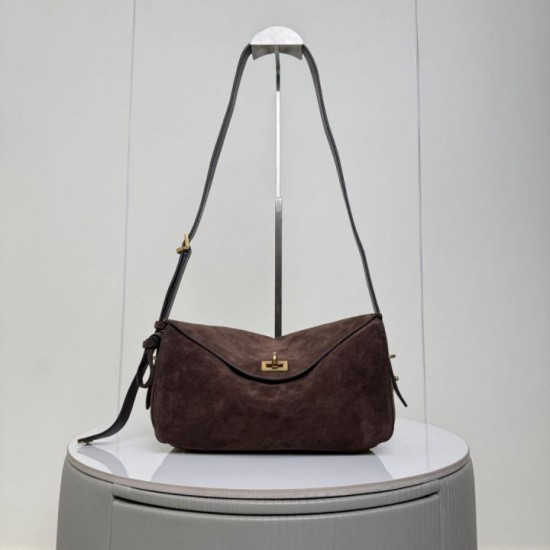 Mirror Quality Replica Balenciaga Le 7 Crossbody Bag in Brown Suede Clone