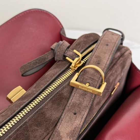Mirror Quality Replica Balenciaga Le 7 Crossbody Bag in Brown Suede Clone