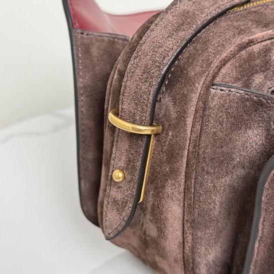 Mirror Quality Replica Balenciaga Le 7 Crossbody Bag in Brown Suede Clone