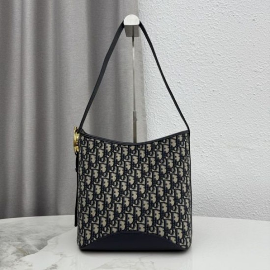 Mirror Quality Replica Dior Médaillon Medium Bucket Bag M1532 Dior Oblique Blue Clone