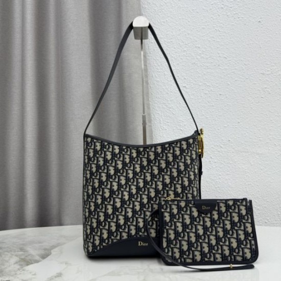 Mirror Quality Replica Dior Médaillon Medium Bucket Bag M1532 Dior Oblique Blue Clone