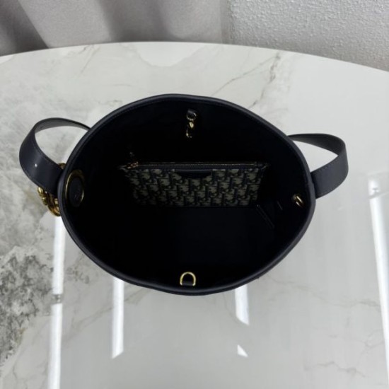 Mirror Quality Replica Dior Médaillon Medium Bucket Bag M1532 Dior Oblique Blue Clone