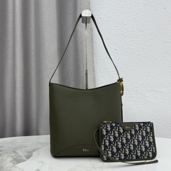 Mirror Quality Replica Dior Médaillon Medium Bucket Bag M1532 Dark Green Clone
