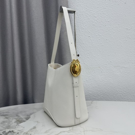Mirror Quality Replica Dior Médaillon Medium Bucket Bag M1532 White Clone