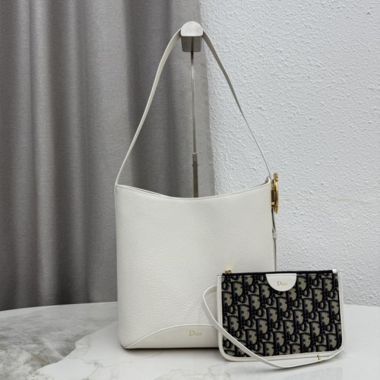 Mirror Quality Replica Dior Médaillon Medium Bucket Bag M1532 White Clone