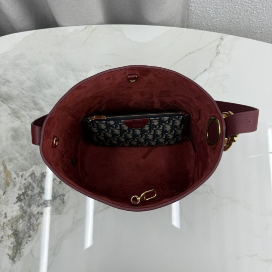 Mirror Quality Replica Dior Médaillon Medium Bucket Bag M1532 Burgundy Clone