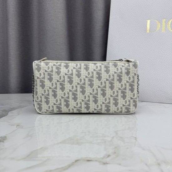 Mirror Quality Replica Dior Oblique Bow Chain clutch S2504 beige/gray Clone