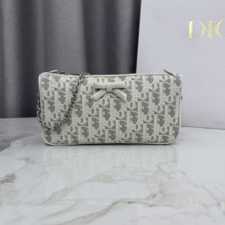 Mirror Quality Replica Dior Oblique Bow Chain clutch S2504 beige/gray Clone